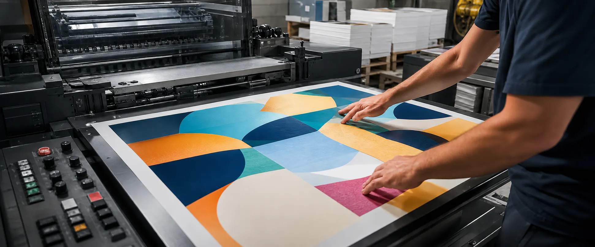 Full-color commercial print sheets and marketing pieces
